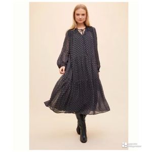 Anthropologie Tiered Clip Dot Midi Dress Size 2 (oversized up to L)